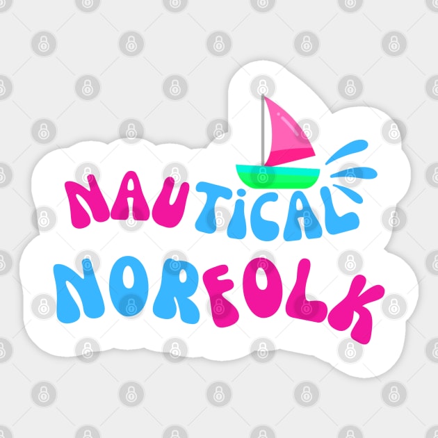 Nautical Norfolk in pink and blue Sticker by MyriadNorfolk